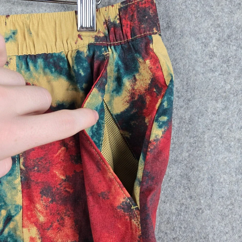 The North Face Shorts Mens XL Tan Red Blue Tie Dye Abstract Hiking Gorpcore